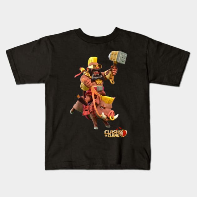 Super Hog Rider Riding - Clash of Clans Kids T-Shirt by RW Designs